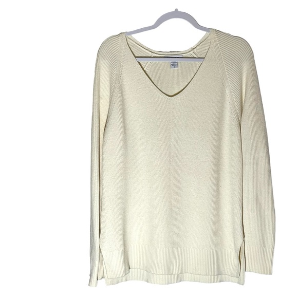 Athleta Ivory Switchback Merino Wool Cotton Blend Sweater Oversized sz Small - Picture 2 of 11